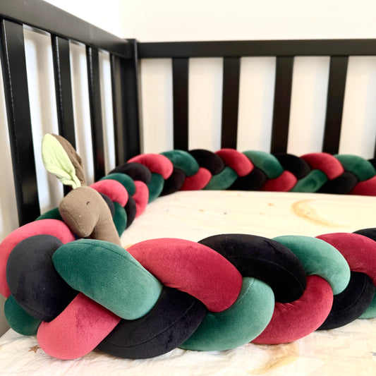 Bed Snake 3-Braided 158 Inches | 400cm Red, Black, Jade Green | Christmas Colors