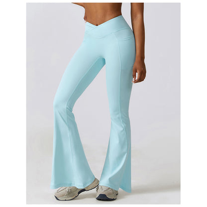 Casual Front V Deep High Waist Wide Legged Butt Lifting Yoga Flared Pants for Dance, Sports