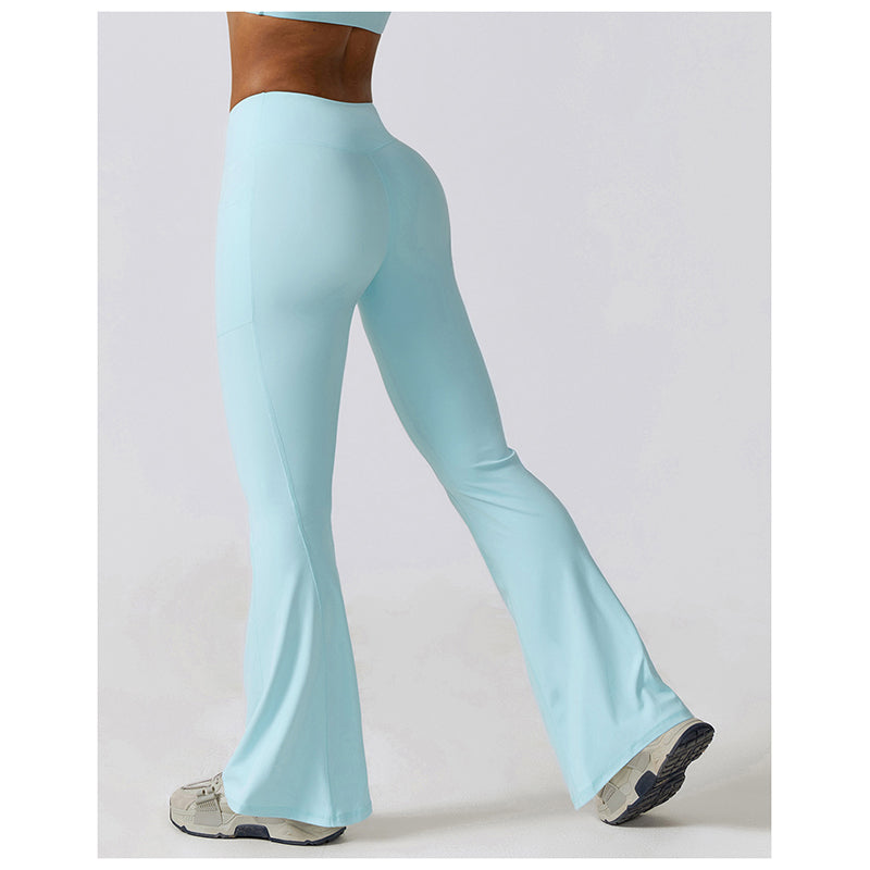 Casual Front V Deep High Waist Wide Legged Butt Lifting Yoga Flared Pants for Dance, Sports