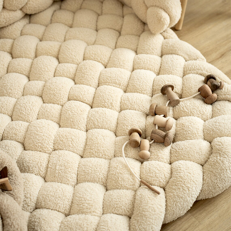 Floor Cushion Custom Seating Rug with Plush & Teddy Braided Play Mat Play Mattress