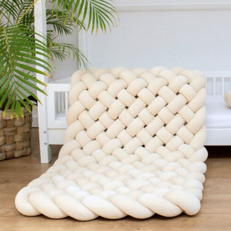 Floor Cushion Custom Seating Rug with Plush & Teddy Braided Play Mat Play Mattress