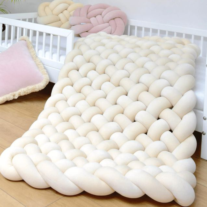 Floor Cushion Custom Seating Rug with Plush & Teddy Braided Play Mat Play Mattress