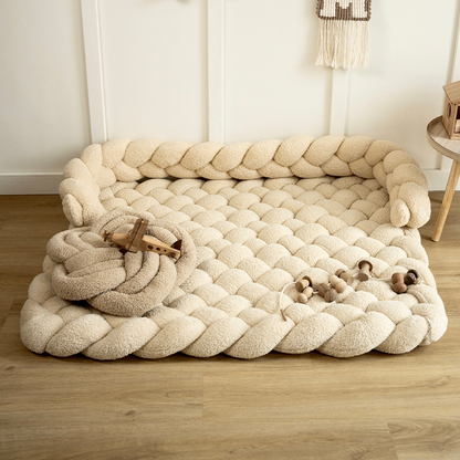 Floor Cushion Custom Seating Rug with Plush & Teddy Braided Play Mat Play Mattress