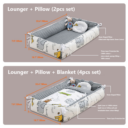 36"x20" Infand Newborns Co-sleeper Set with Pillow & Blanket