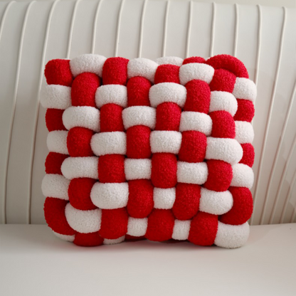 Nordic Handmade 2-Colors Matching Knot Weaving Style Cushion