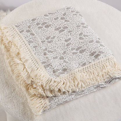 Gauze Muslin Blossom with Fringe Blanket